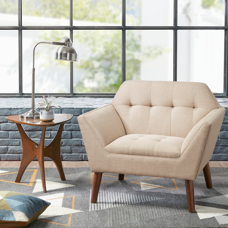 INK IVY Newport Wide Mid-Century Modern Lounge Chair - Single - Beige