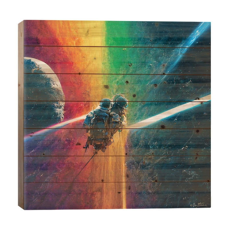 Multi Rainbow - Astro Cruise Print On Wood by Ben Heine - Multi-Color - 26x26x1.5