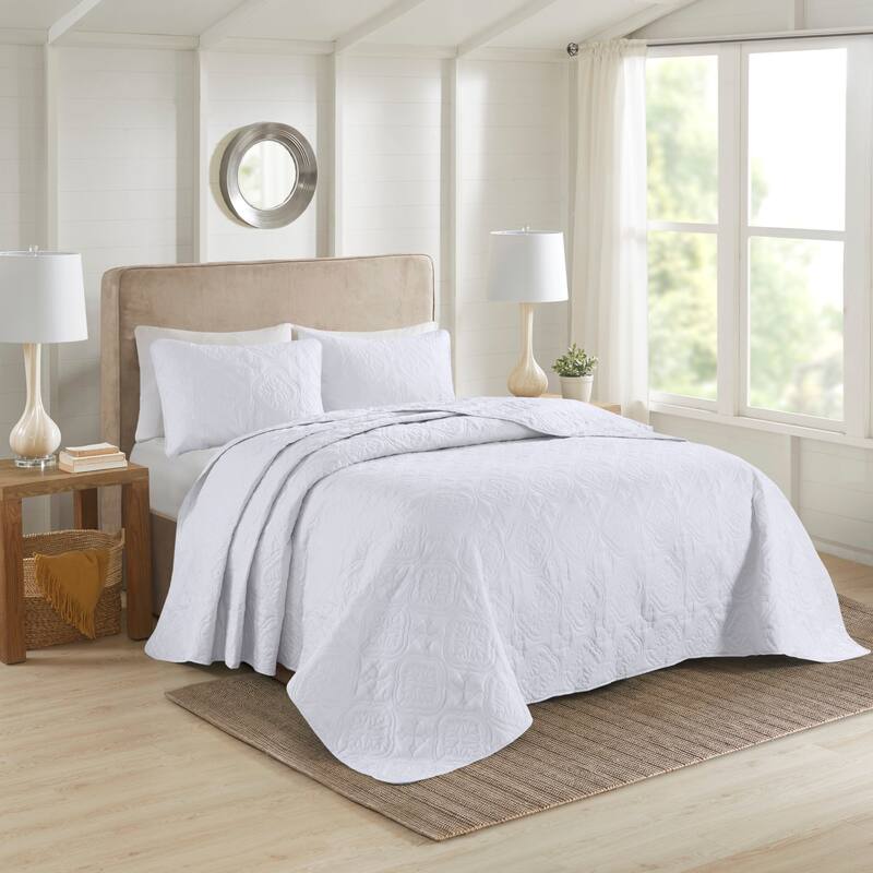 510 Design Hayley Oversized Solid Texture 3 Piece Reversible Bedspread Set