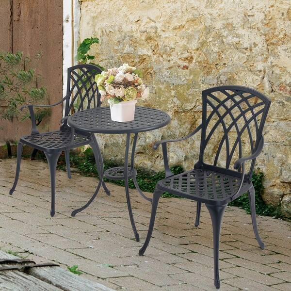 3 Piece Outdoor Patio Furniture Bistro Table Set with Umbrella Hole - Bed  Bath & Beyond - 40750306