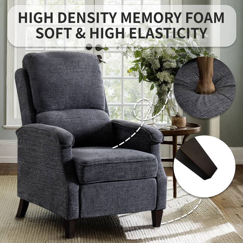 Push-Back Upholstered Recliner with Thickened Seat Cushion Backrest