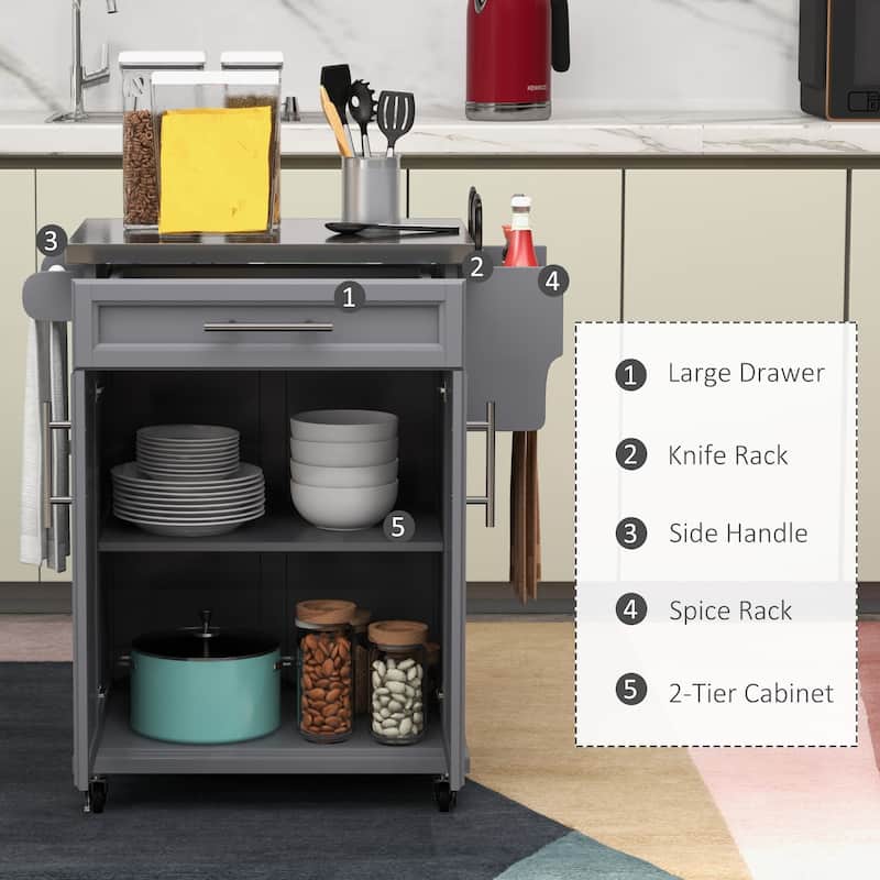Kitchen Island On Wheels(no include stool)