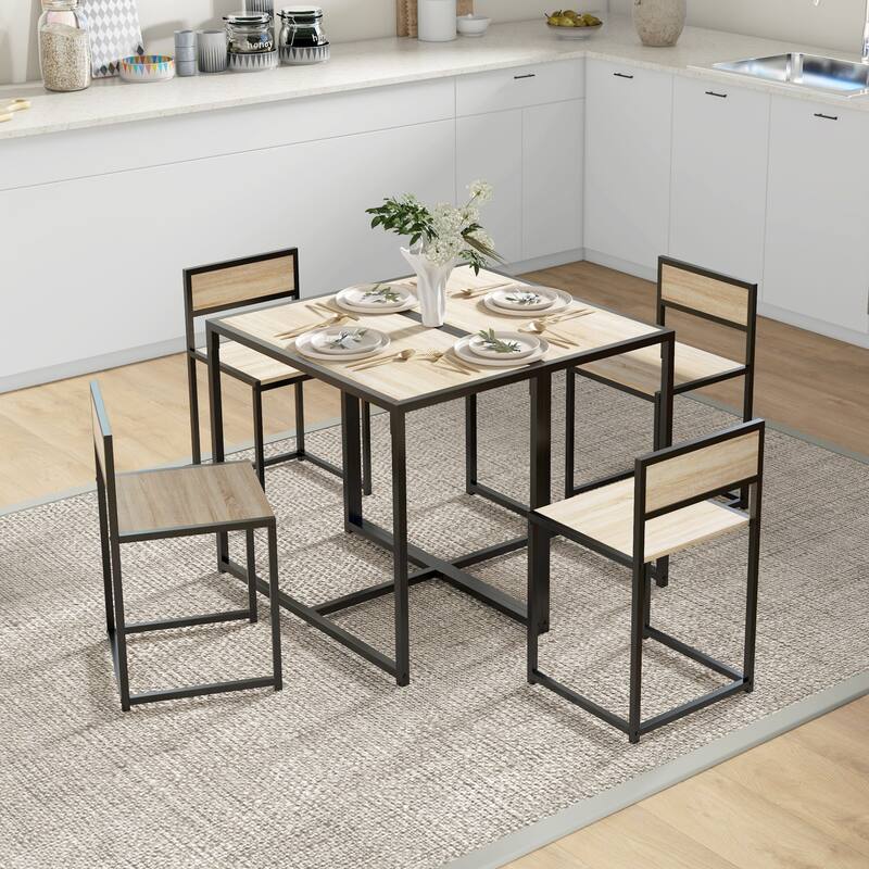 HOMCOM Industrial 3-Piece Dining Table and 2 Chair Set for Small Space in the Dining Room or Kitchen - 35.5" L x 18.5" W x 30" H