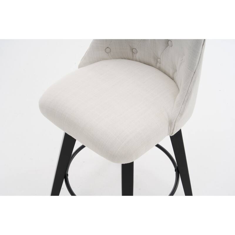 25" Swivel Bar Stools Set Of 2-Modern Counter Height Stools With Linen Upholstery&Button Tufted Back