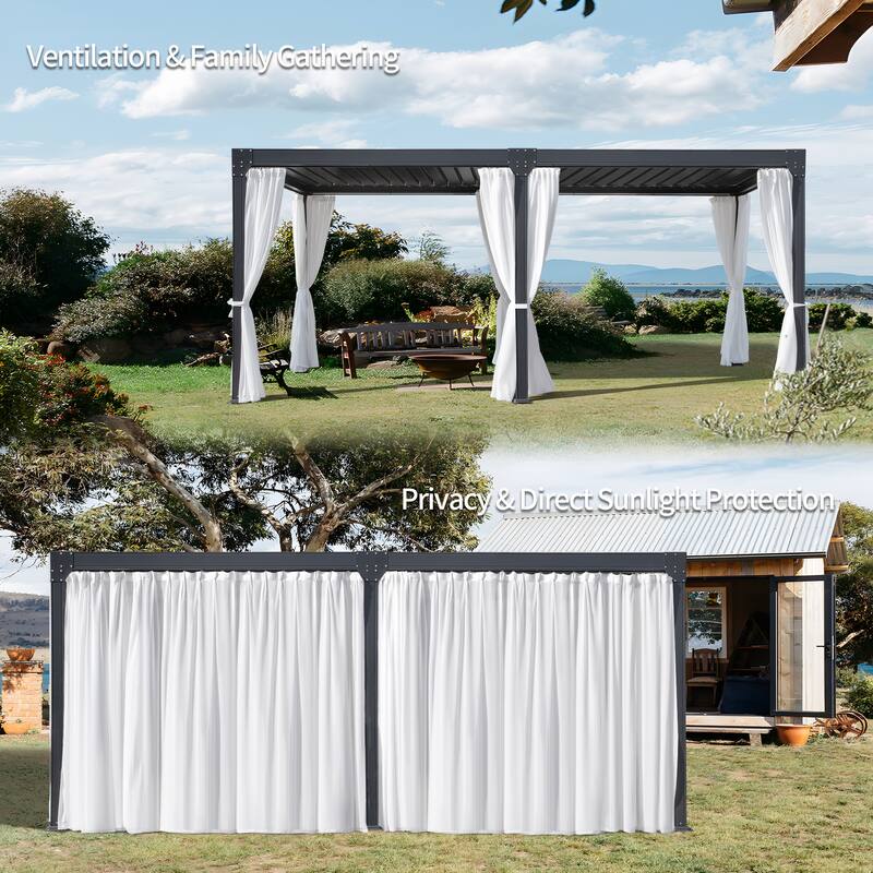 Cozywor Adjustable Louvered Roof Aluminum Pergola with Net Curtain