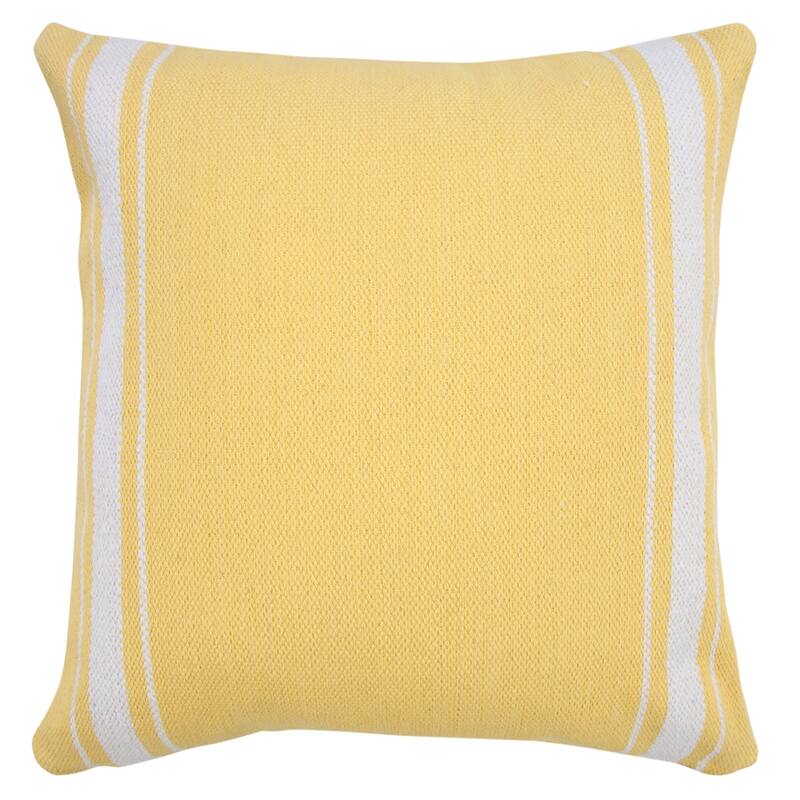 Handwoven Geometric Striped Cotton Throw Pillow Cover - 20" - Yellow and White