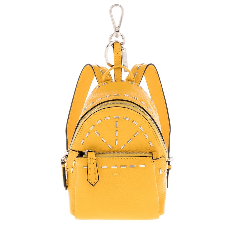 Fendi Selleria Nano Backpack Charm - Yellow and Silver - Yellow and Silver