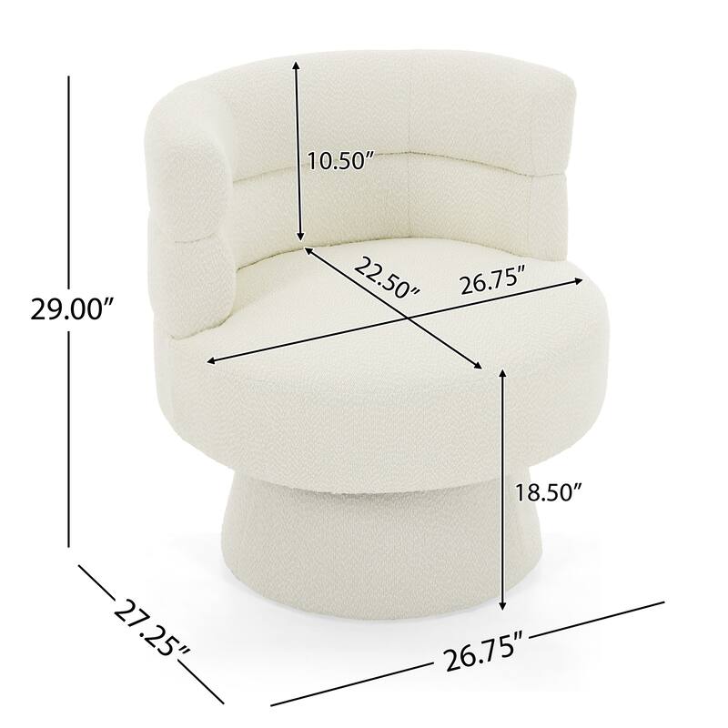 Boucle 360° Swivel Accent Chair with Ergonomic Support