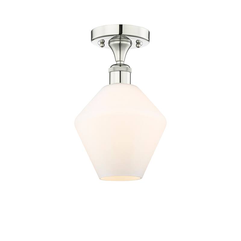 Innovations Lighting Cindyrella - 1 Light 8" Semi-Flush Mount - Cased Matte White/Polished Nickel