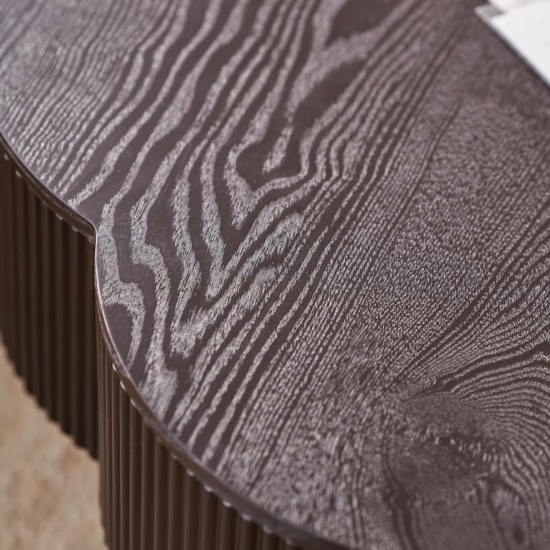 31.50" Flower Shaped Coffee Table with Storage, Wood Veneer & Easy Assembly