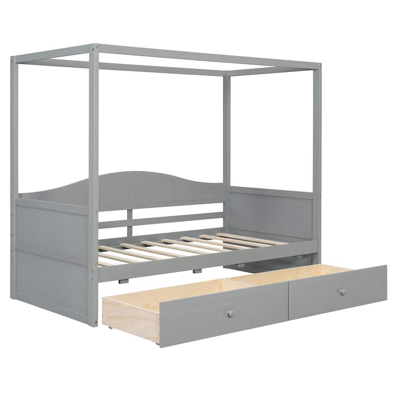 Twin Canopy Daybed with 2 Storage Drawers, Elegant & Functional