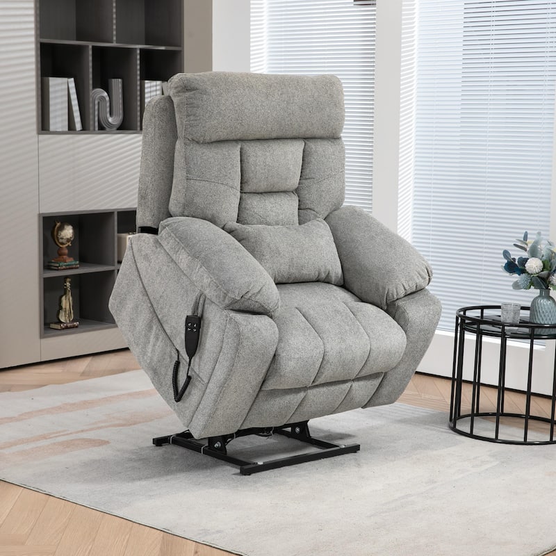 Flagship Oversized Velvet Power Lift Recliner - Recliner Chair with Massage,Heating and Assisted Standing