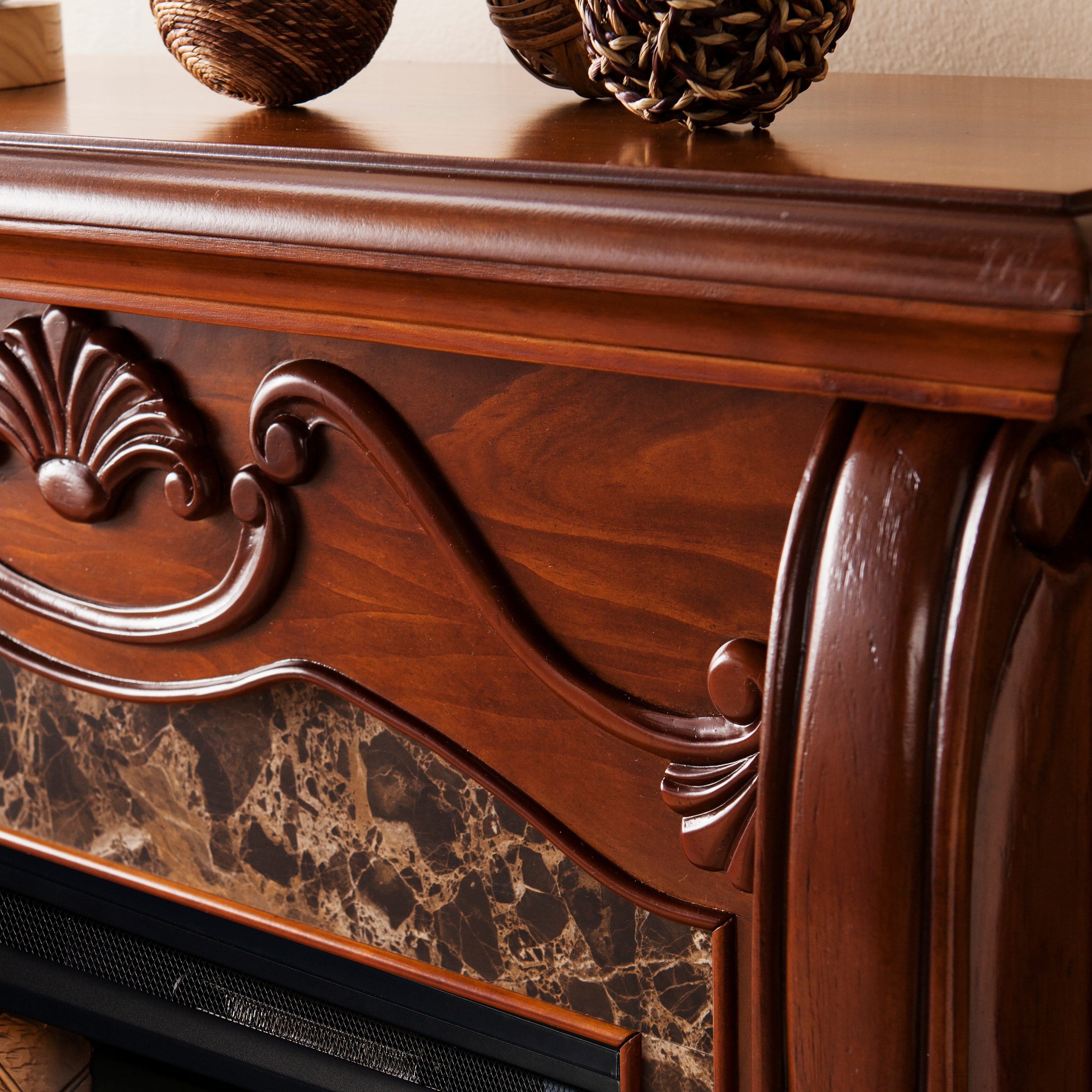 SEI Furniture Walnut Electric Fireplace