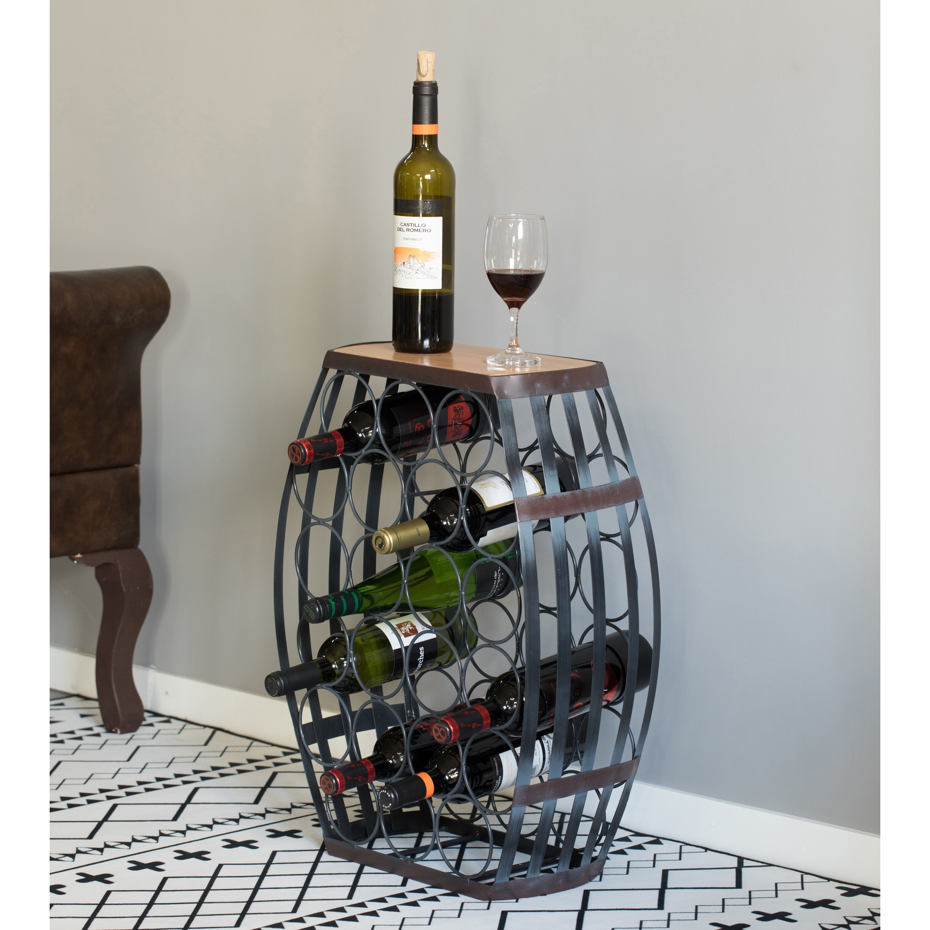 Barrel shaped wine rack top