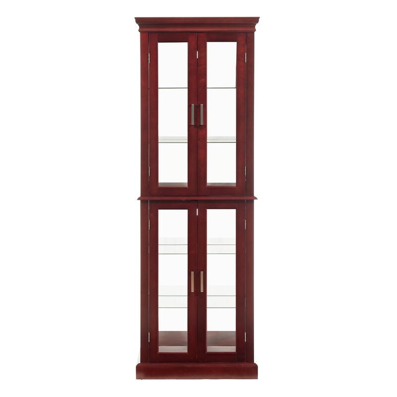 6 Tier Shelves Curio Display Cabinet with Glass Door (Bulb Not Included)