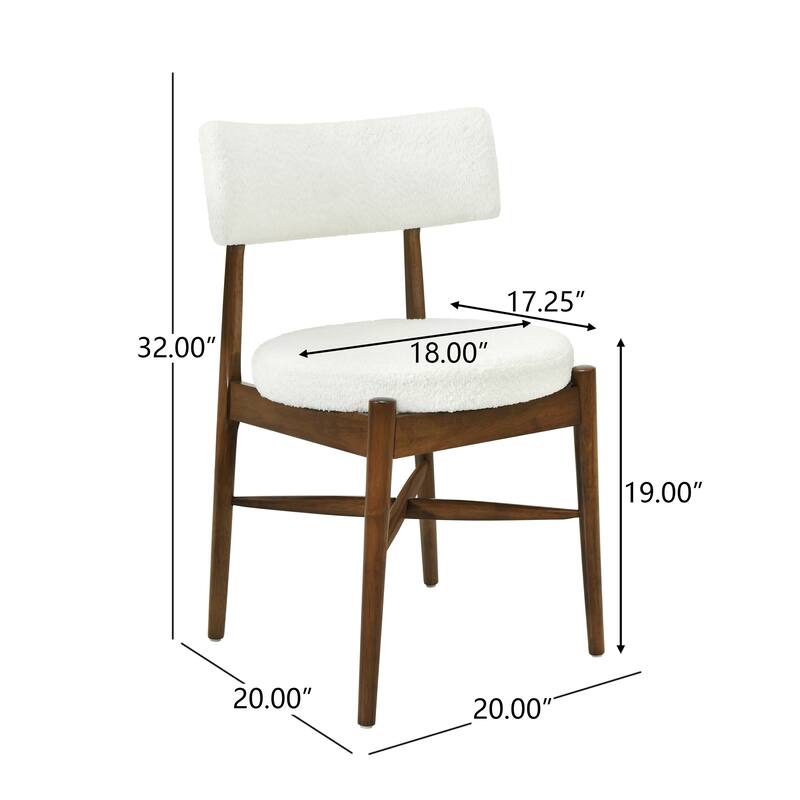 Set of 2 Mid Century Modern Counter Stools with Boucle Upholstery and Rubberwood Frame - Bar Height Dining Stools