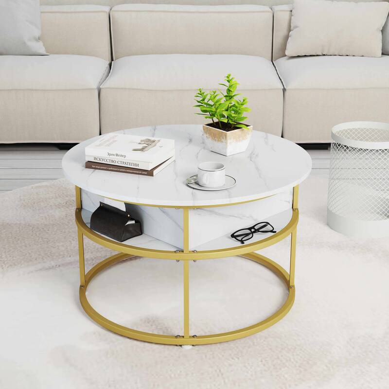 Costway 31.5” Lift Top Coffee Table with Hidden Compartment & Side - See Details - White
