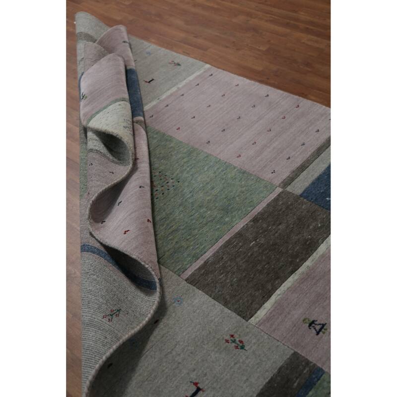 Grey Tribal Gabbeh Indian Area Rug Hand-Knotted Wool Carpet - 5'3" x 7'6"