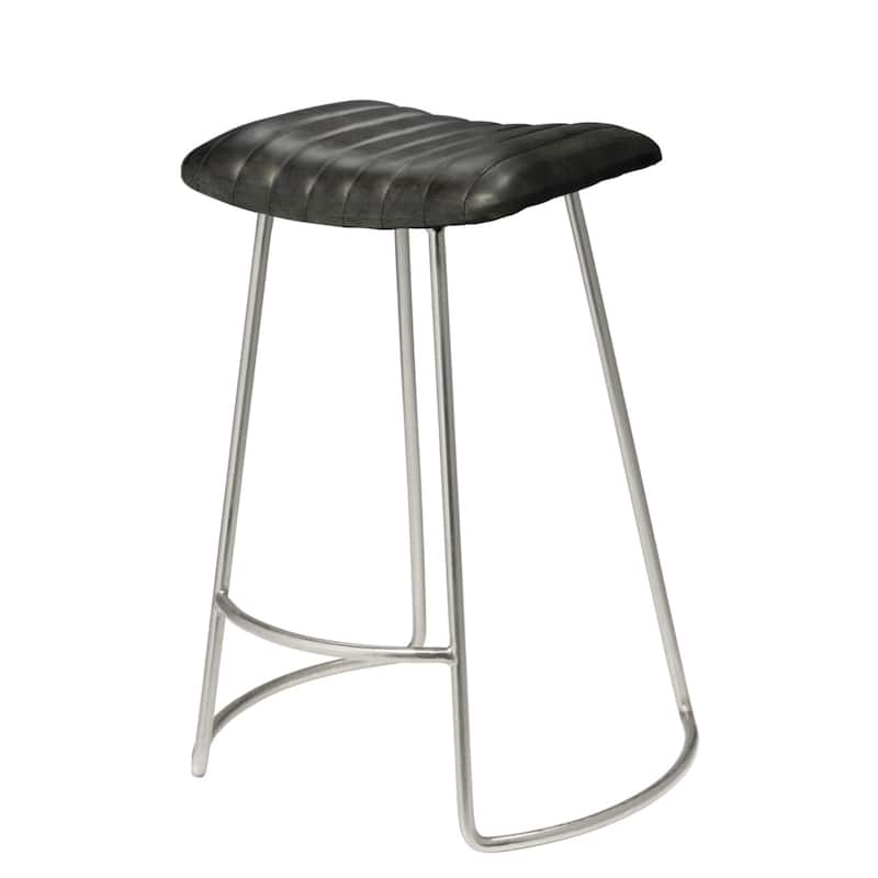 Alden Décor Logan Leather Counter Stool, Grey