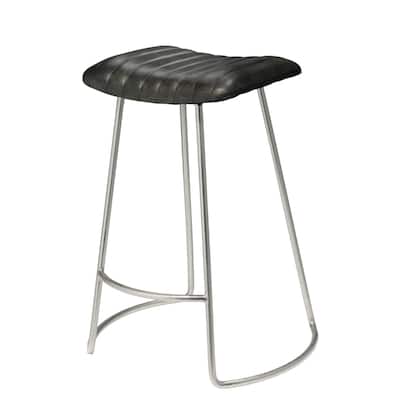 Alden Décor Logan Leather Counter Stool, Grey