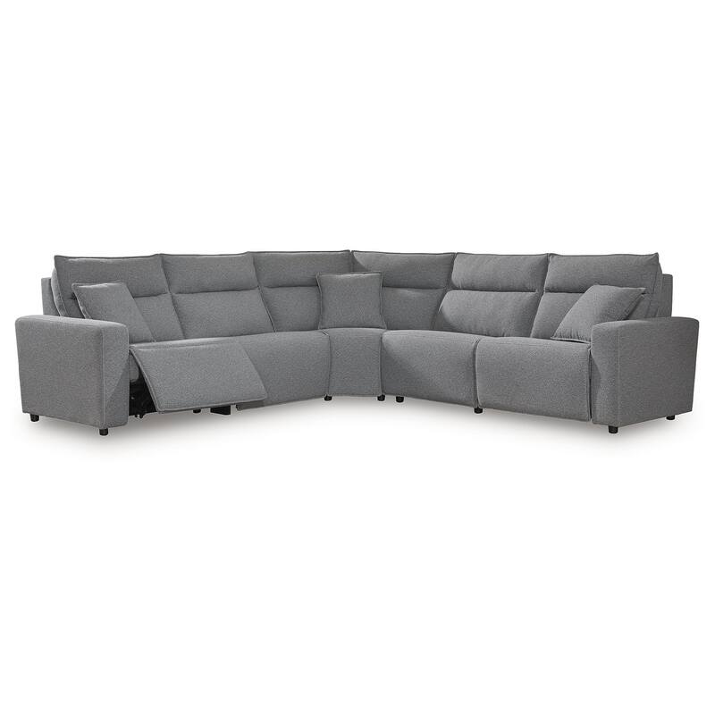 Signature Design by Ashley Modmax Gray 5-Piece Power Reclining Sectional - 125" W x 125" D x 41" H