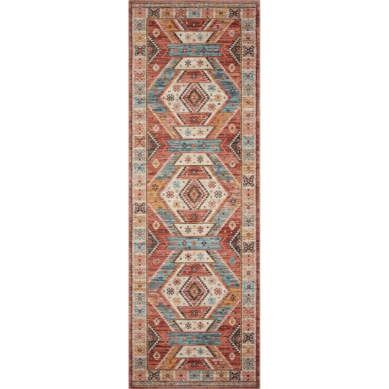 Alexander Home Escalante Printed Southwestern Aztec Area Rug - 2'6" x 7'6" - Red/ Multi - Runner/Rectangle