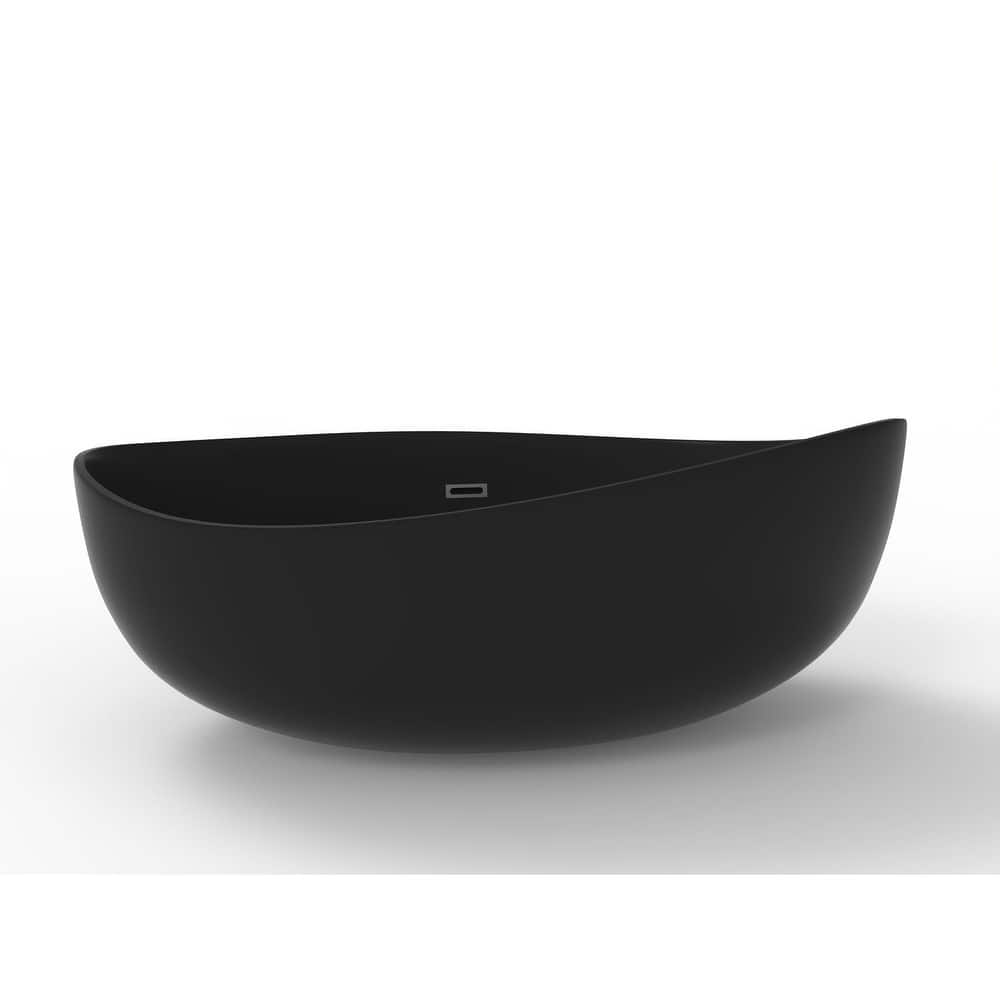 Newport 71" Solid Surface Freestanding Soaking Bathtub in White, Gray, or Black