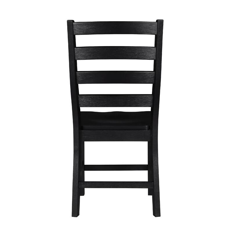 Reddy Side Chair Set of 2, Ladder Back Farmhouse Style, Black Wood
