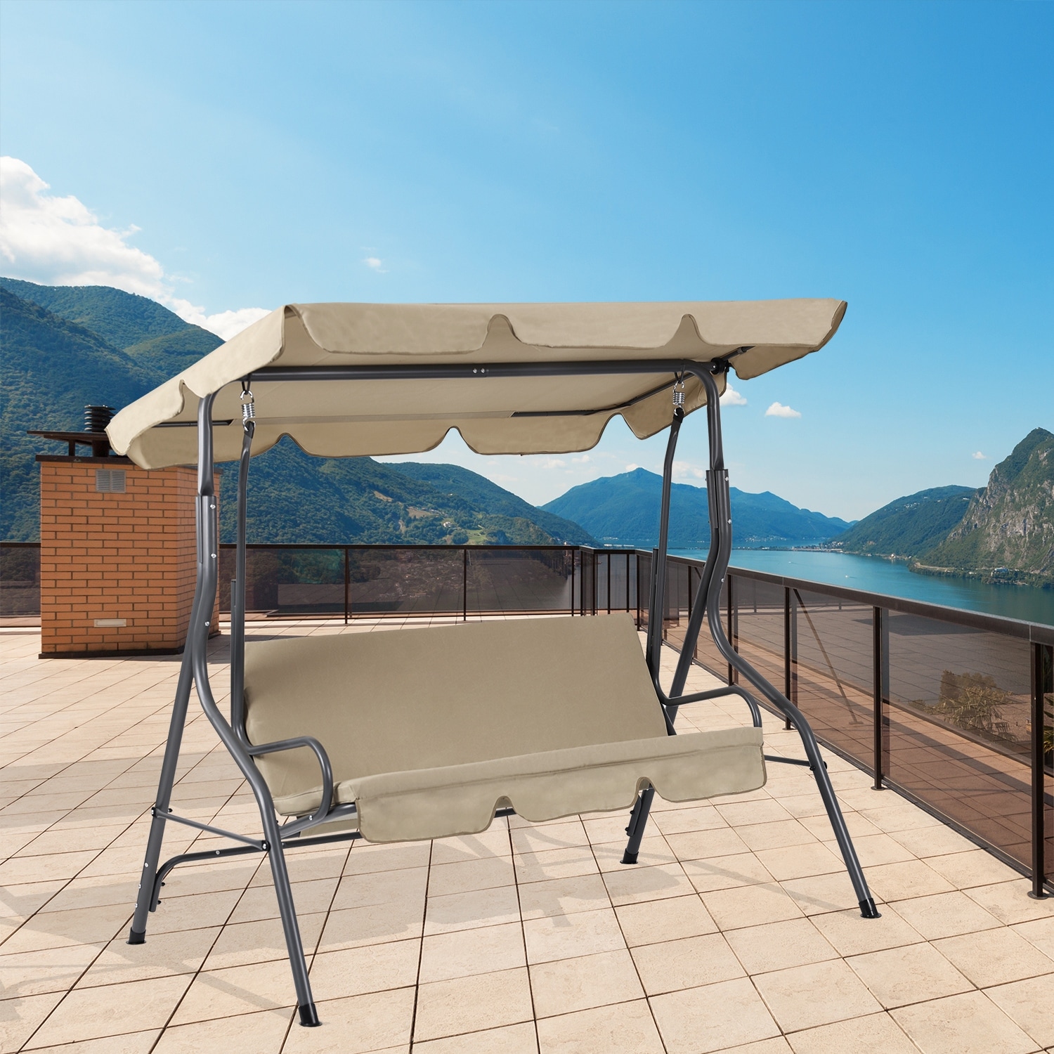 3 person patio swing with canopy top