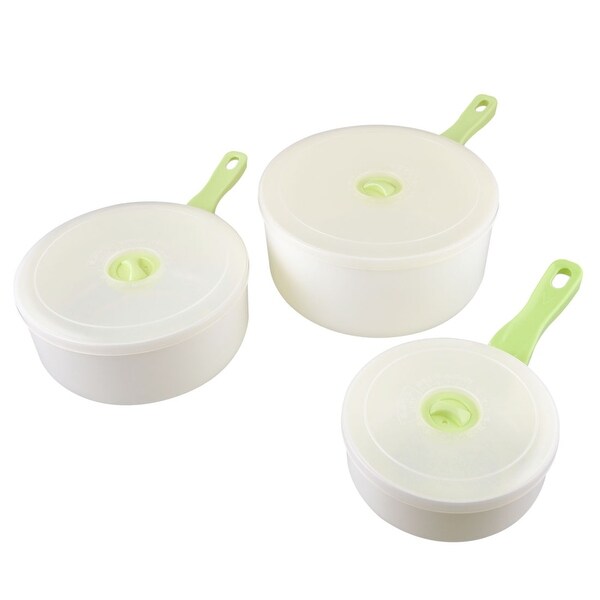 Unique Bargains Unique Bargains Household Off White Refreshing Case Container Microwave Crisper Set 3 in 1