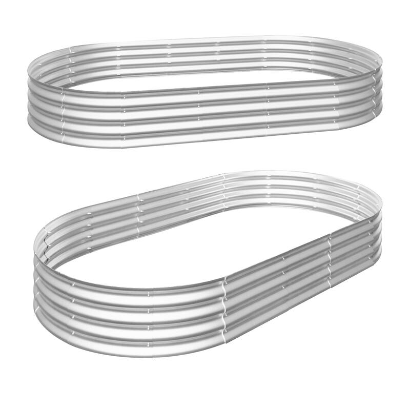 Adjustable Outdoor Metal Raised Garden Planter Bed with Open Bottom