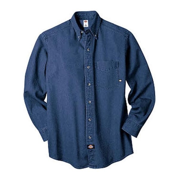 dickies long sleeve denim work shirt