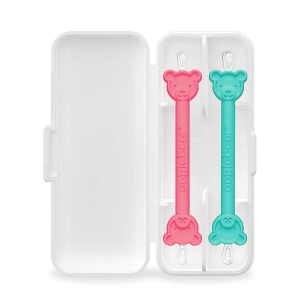 slide 2 of 11, oogiebear baby booger picker and earwax cleaner 2 pack Raspberry and Seafoam