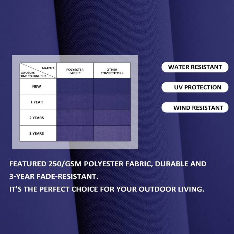 9 X 11 FT Outdoor Patio Cantilever Umbrella with Solar Lights Rod Wheel Base Double Canopy 360 Rotation Tilt