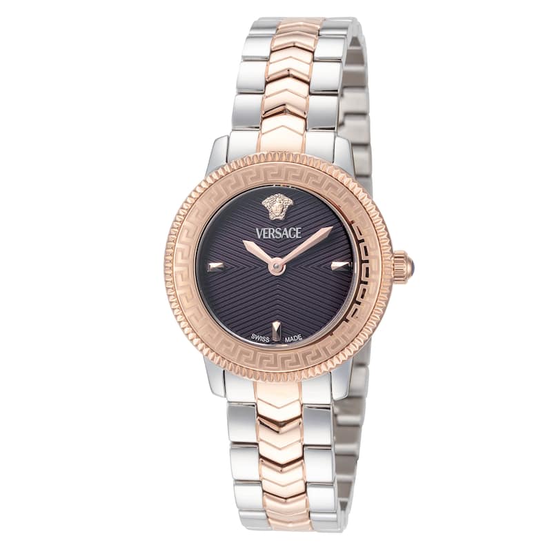 Versace Women's V-Icon 30mm Brown Dial Stainless Steel Quartz Watch - Two-Tone - One Size