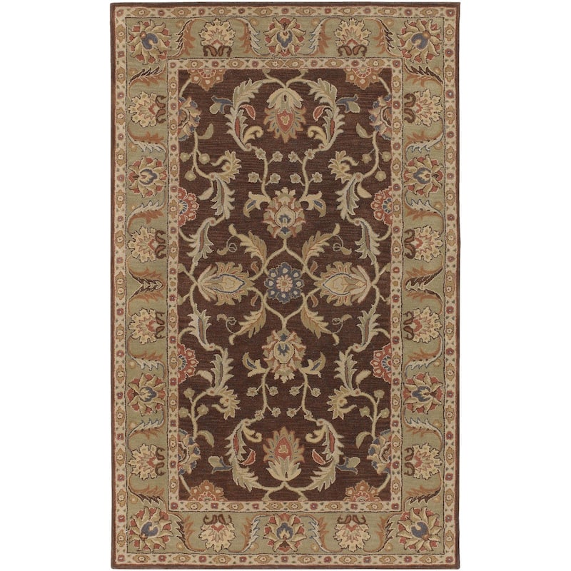 Livabliss Caesar Hand Tufted Traditional Border Wool Area Rug - 9' x 12' - Brown/Camel