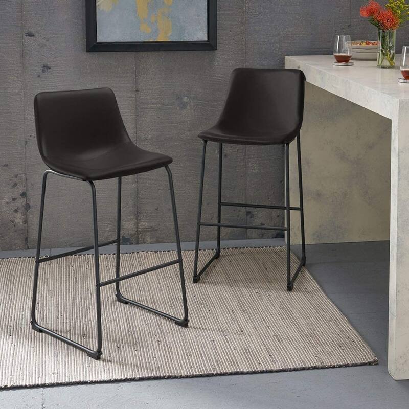 BOSSIN Faux Leather Counter Stool Vintage Barstools, 30 Inch, Set of 2