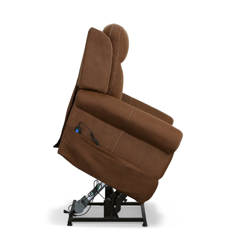 Stewart Amber Brown Power Lift Recliner with Power Headrest & Lumbar by Flexsteel