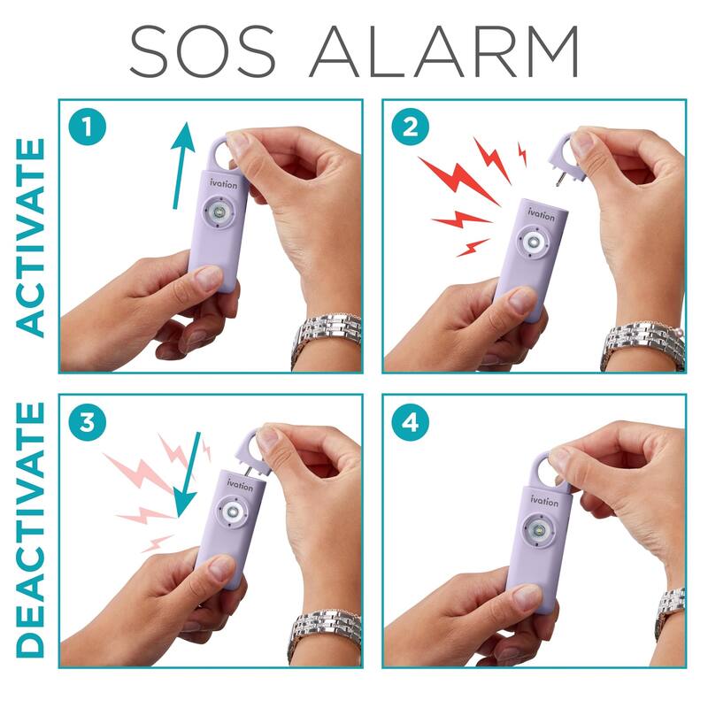 Ivation Personal SOS Keychain Alarm, 130 dB Rechargeable Personal Alarm w/LED Strobe Light