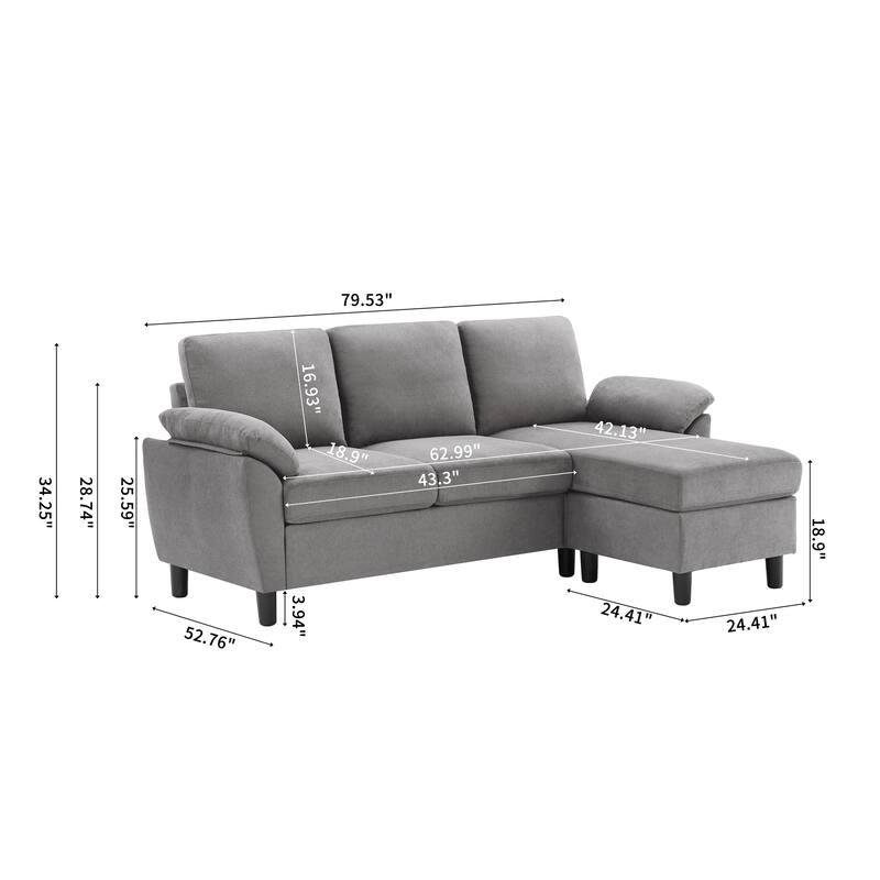 Walraime Sofa Couch Upholstered L Shape Sectional Sofas Sets for Living Room