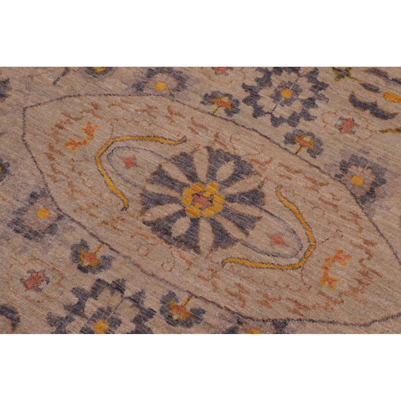 Eclectic Ziegler Gideon Light Gray/ Light Green Wool Rug - 9'1'' x 11'8''