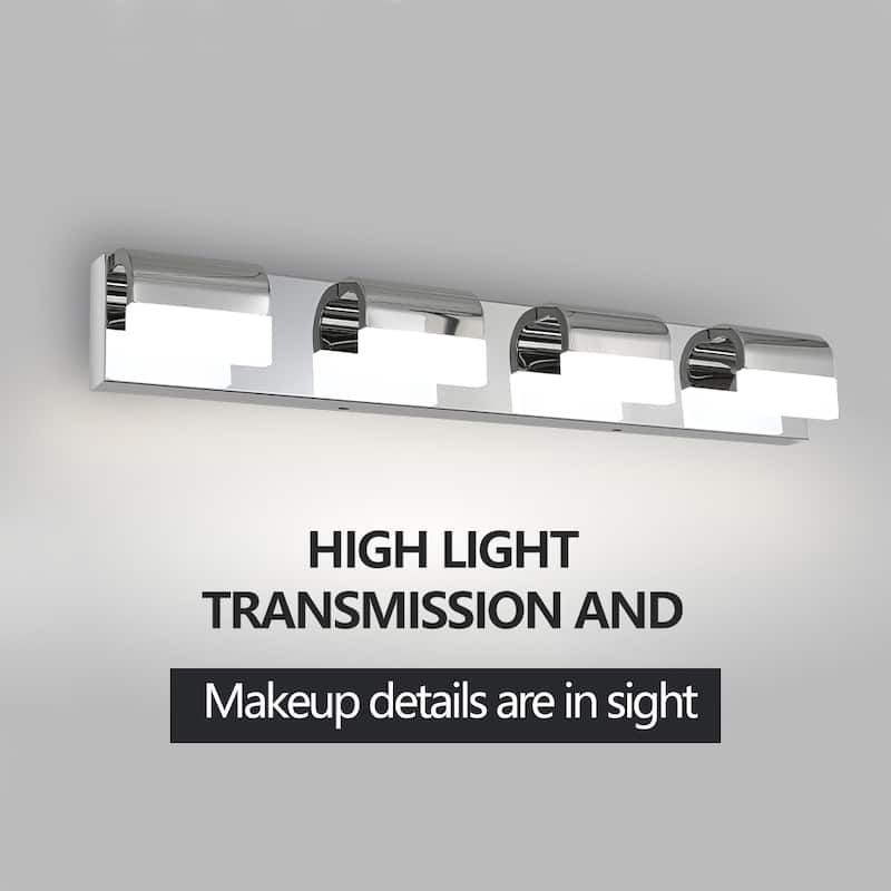 Modern Bathroom Vanity Lighting 4-Light LED Vanity Lights Over Mirror Bath Wall Lighting - Chrome