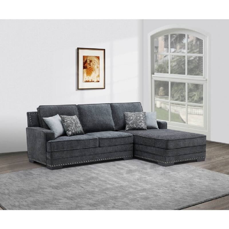Classic Upholstered Sectional Sofa Couch with Right-Facing Chaise