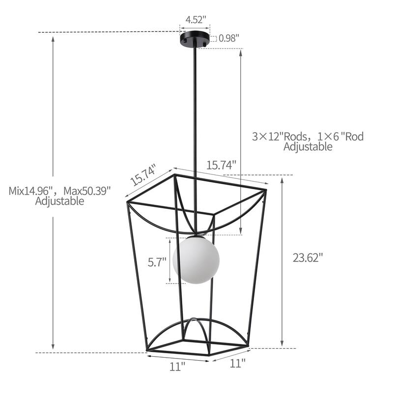 Rochefort Large 1-Light Black Globe Lantern Pendant Light