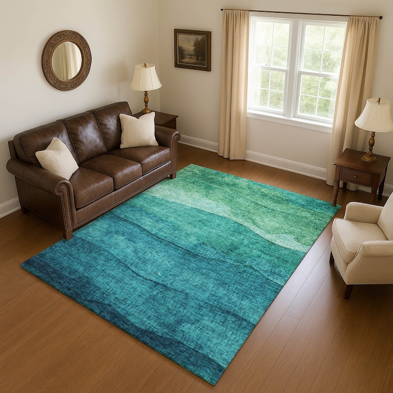 Premium Washable Super Soft Modern Ombre Mayfield Rug - Teal - 10' x 14'