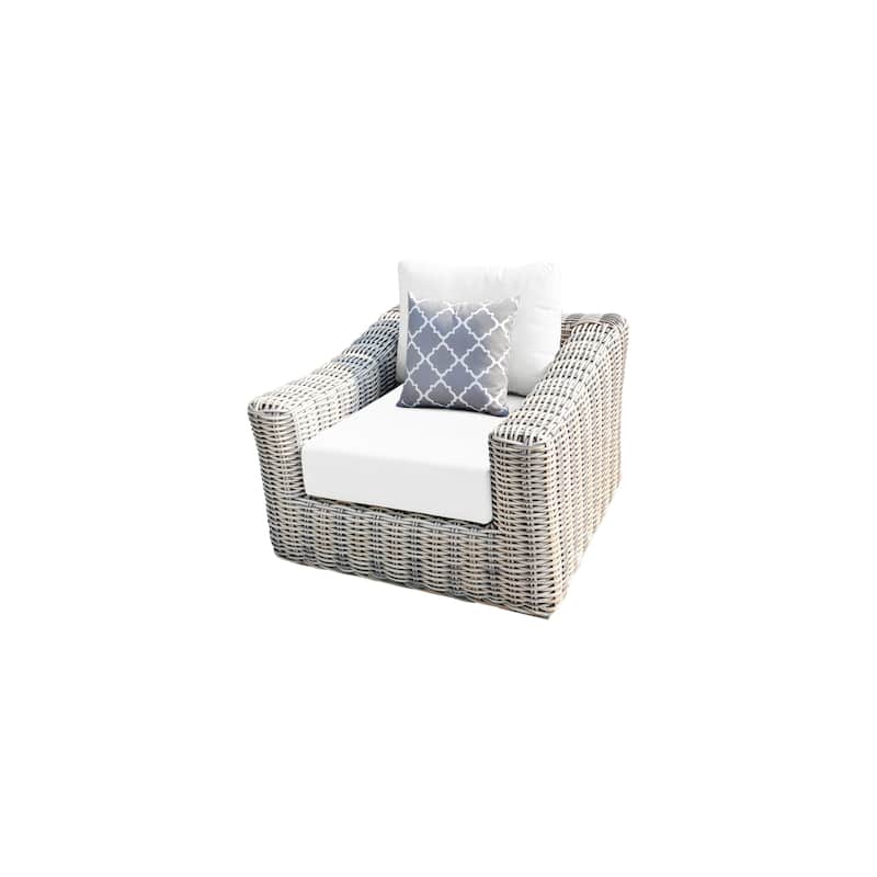 Teva Patio Furniture Hawaii Three-Tone Wicker Gray/Off White/Beige Arm Chair with Cushion - White