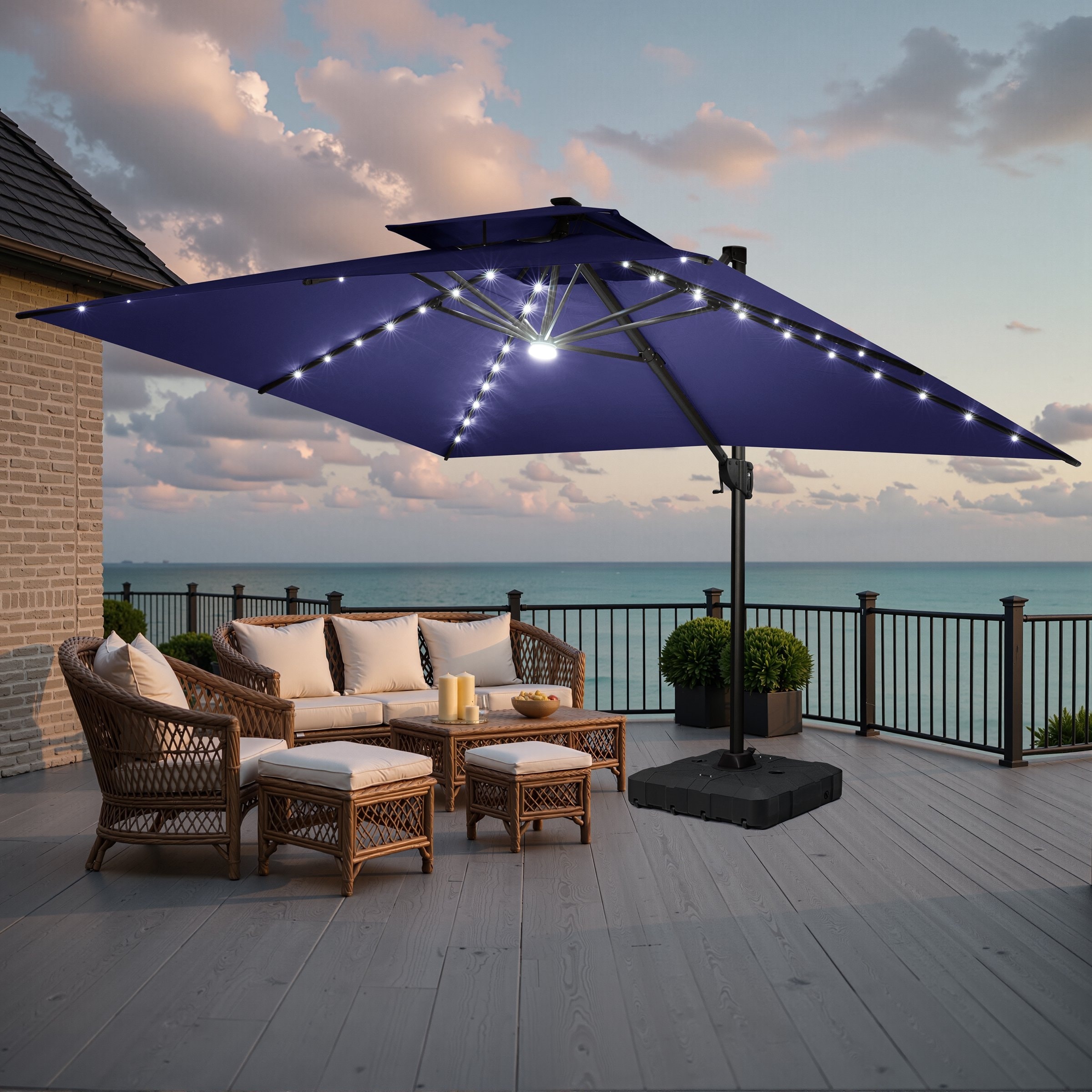 10 ft double vented patio umbrella PHI VILLA 10ft 3 Tier Auto-tilt Outdoor This high 10ft 3 Tier Patio Market
