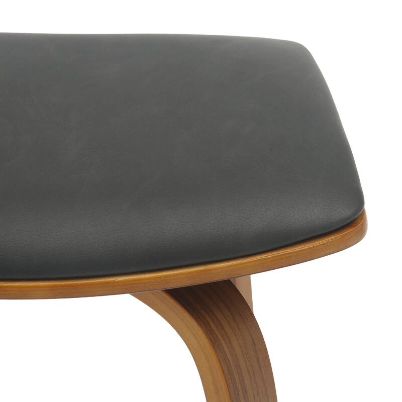 Pelya Leather Swivel Square Counter Stool with Wood Legs and Chrome Footrest for Kitchen Island or Dining Area Set of 2