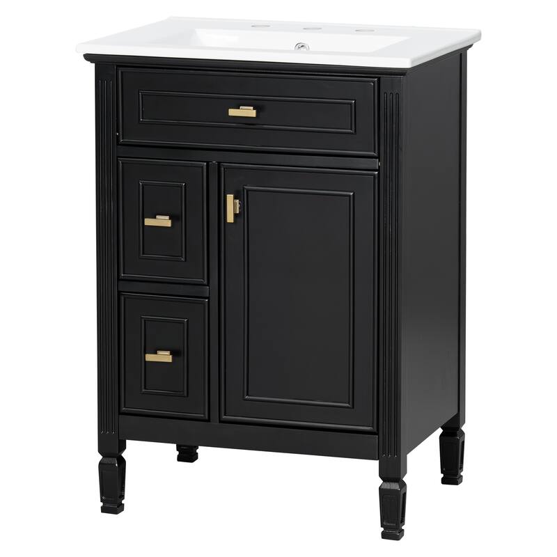GDFStudio - Benjamin Hawthorne Modern Freestanding Bathroom Vanity with Flip Drawer Storage