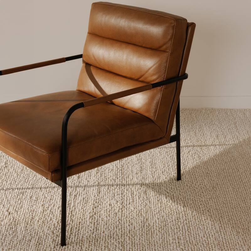 NADAAL STUDIOS Juno - Arm Chair with Premium Top Grain Leather in Chestnut Brown